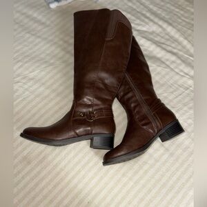 Brown Leather Knee-High Boots